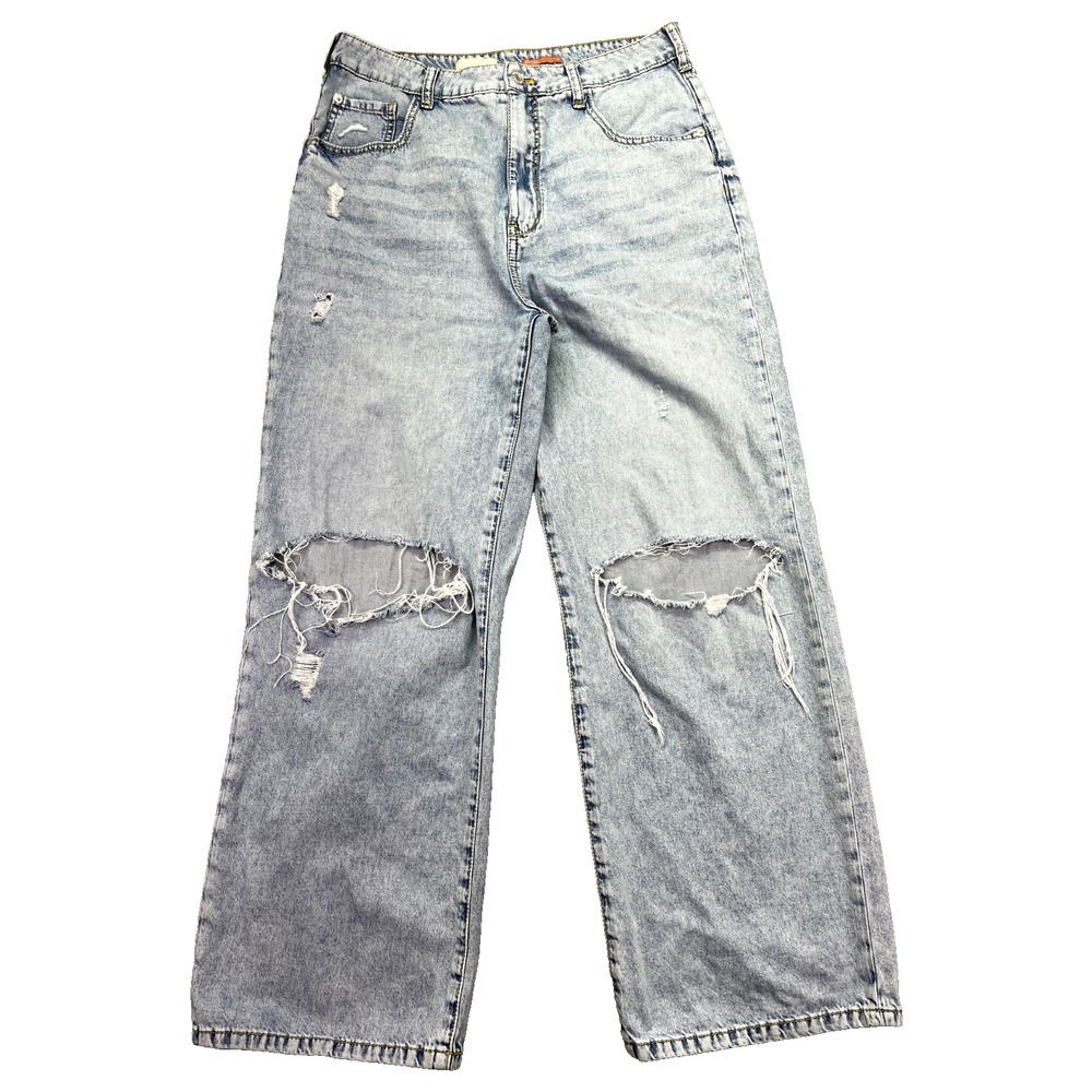 Anthropologie Pilcro The Joey High-Rise '90s Slouch Straight Jeans Sz 30" Distre
